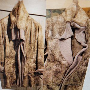DANIER winter coat (fur and knitted  wool design), shades of light brown, size M
